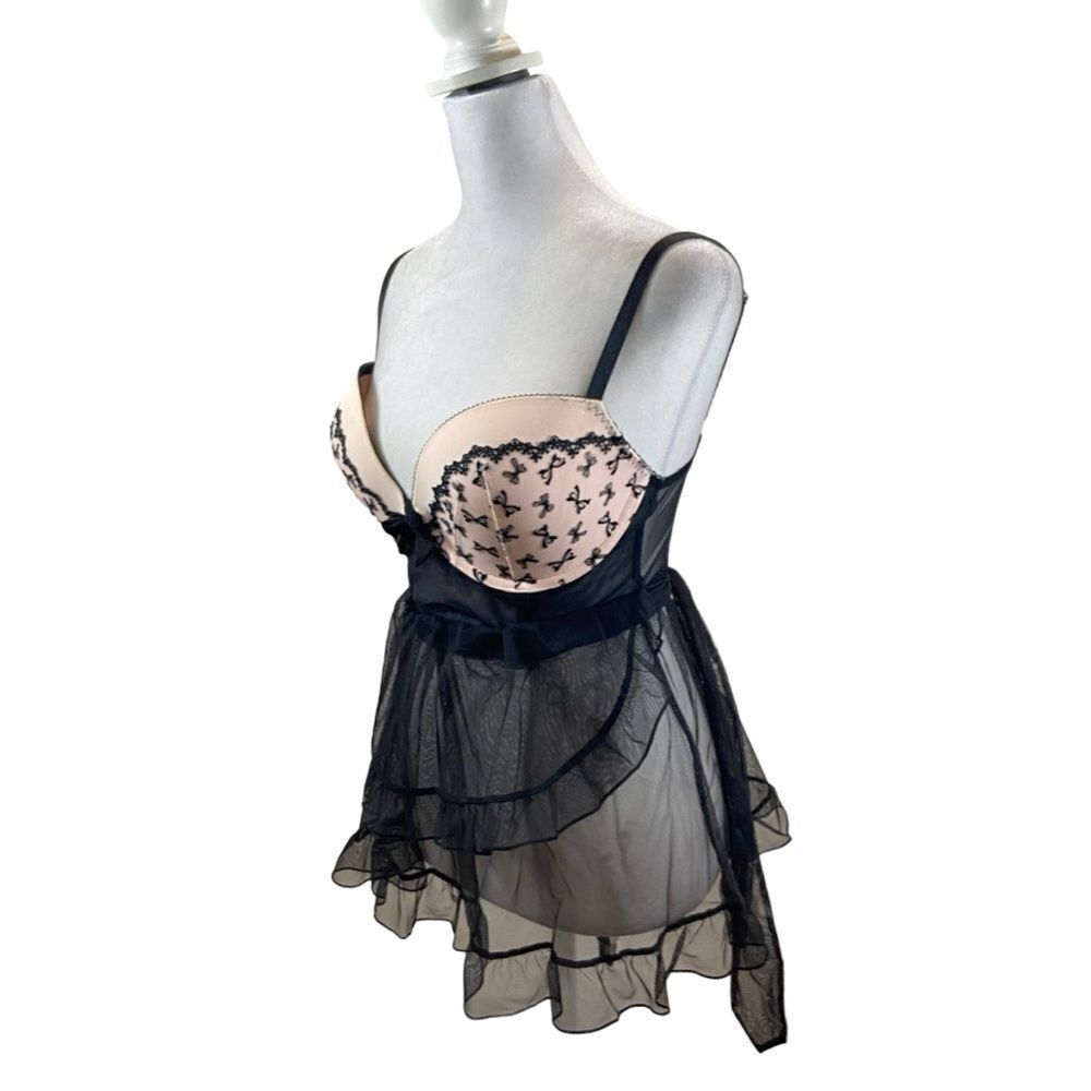 Victoriaβsβ Secret Brand Apron StyleβPink and Black Chemise Size 36D